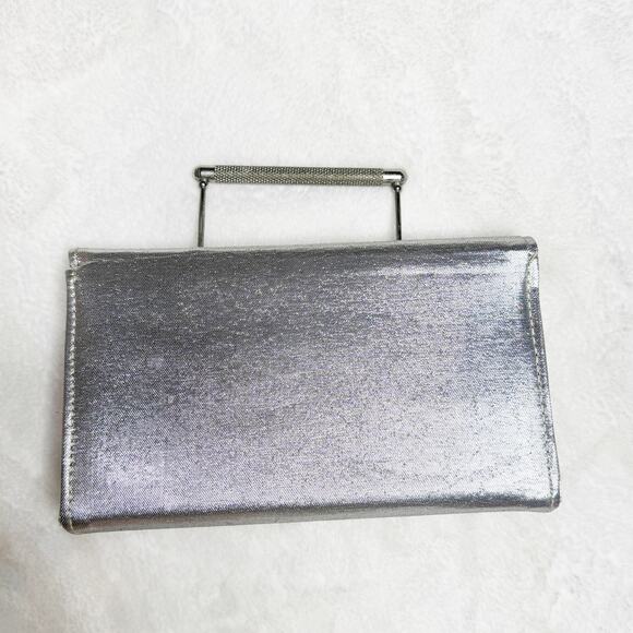 VINTAGE Silver Small Purse Clutch Fancy Evening Bag - Picture 2 of 11
